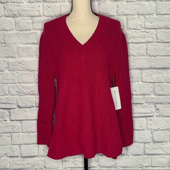 NWT Athleta Shasta Oversized Wool Blend High Low V-Neck Sweater - Picture 8 of 16